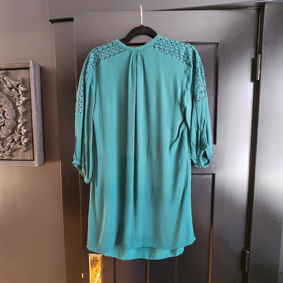 Saks Fifth Avenue Alexia Admore Green Dress Sz S mini midi classic boho lace - Picture 5 of 8